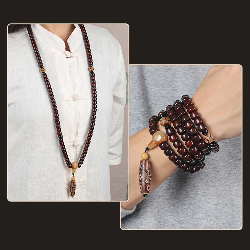 Buddha Stones 108 個入りMalaビーズ 三目玉 九目玉 翡翠 幸運ブレスレット