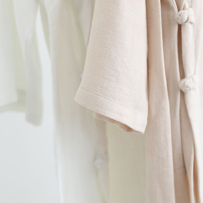 Buddha Stones 2点 Vネック メンズ 長袖シャツ トップパンツ 瞑想 禅 太極拳 コットンリネン 衣類セット - image 19