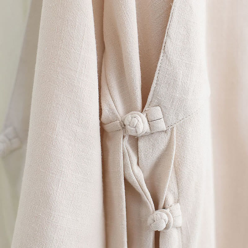 Buddha Stones 2点 Vネック メンズ 長袖シャツ トップパンツ 瞑想 禅 太極拳 コットンリネン 衣類セット - image 18