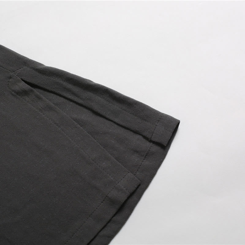 Buddha Stonesメンズ 無地 ラウンドネック 半袖 コットンリネン シャツ - image 8