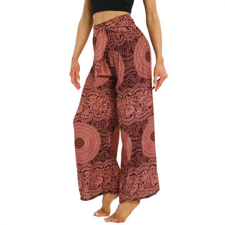 Buddha Stonesボヘミアン レースアップ ワイドレッグパンツ レディース ヨガパンツ - image 2