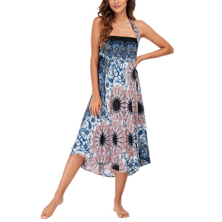 Buddha Stonesの2つのスタイルで着るボヘミアン曼荼羅フラワーウォータードロップレースアップスカートドレス - image 13