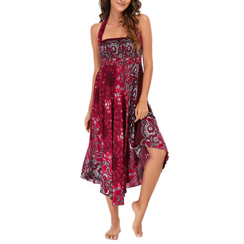 Buddha Stonesの2つのスタイルで着るボヘミアン曼荼羅フラワーウォータードロップレースアップスカートドレス - image 26