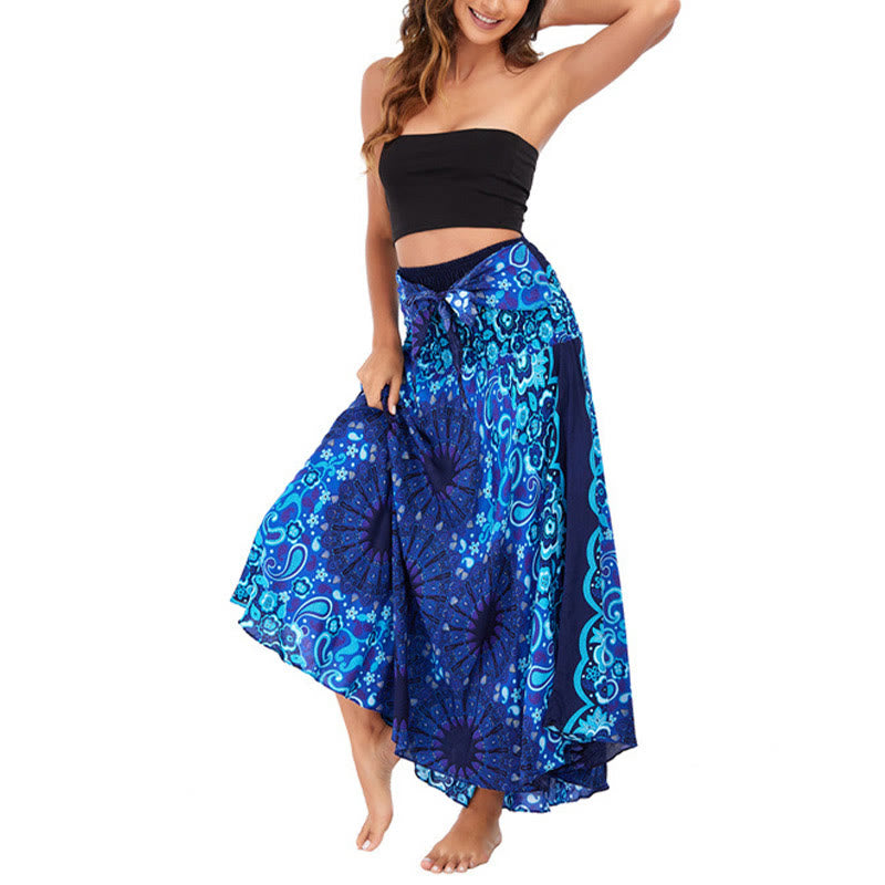 Buddha Stonesの2つのスタイルで着るボヘミアン曼荼羅フラワーウォータードロップレースアップスカートドレス - image 31