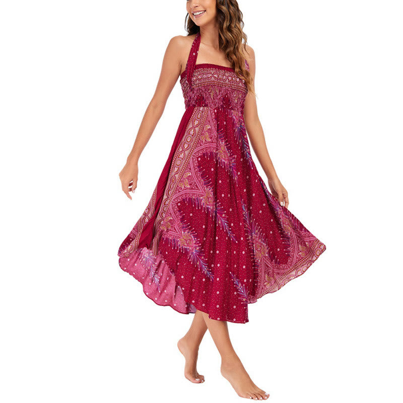 Buddha Stonesツースタイルウェア ボヘミアン サマー ピーコックフェザー レースアップ スカート ドレス - image 20