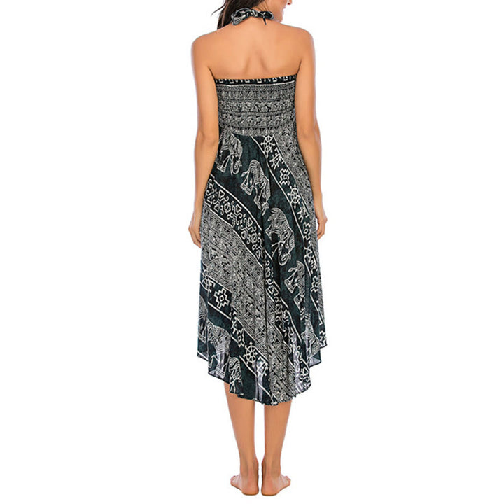 Buddha Stonesの2つのスタイルが着られるボヘミアンエレファントジオメトリックレースアップスカートドレス - image 7