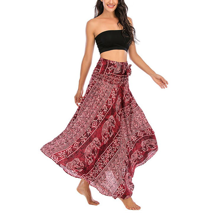 Buddha Stonesの2つのスタイルが着られるボヘミアンエレファントジオメトリックレースアップスカートドレス - image 11