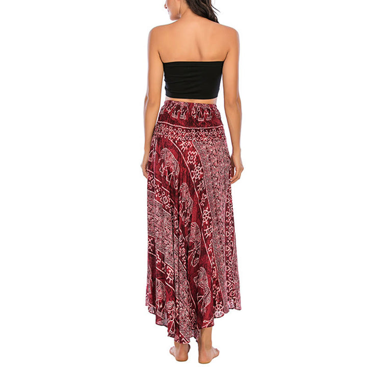 Buddha Stonesの2つのスタイルが着られるボヘミアンエレファントジオメトリックレースアップスカートドレス - image 12