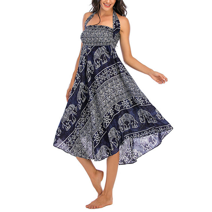 Buddha Stonesの2つのスタイルが着られるボヘミアンエレファントジオメトリックレースアップスカートドレス - image 19