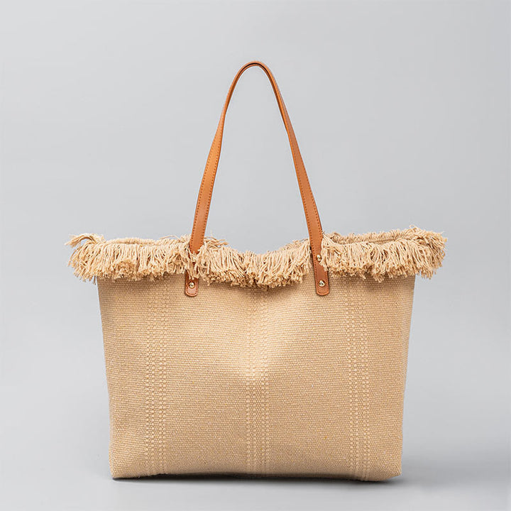 Buddha Stones大容量 無地 タッセル キャンバス トート ショルダーバッグ