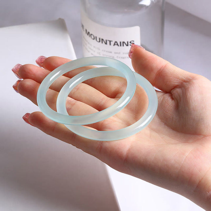 Buddha Stonesブルーカルセドニー 感情バランス エネルギーブレスレット バングル - image 2