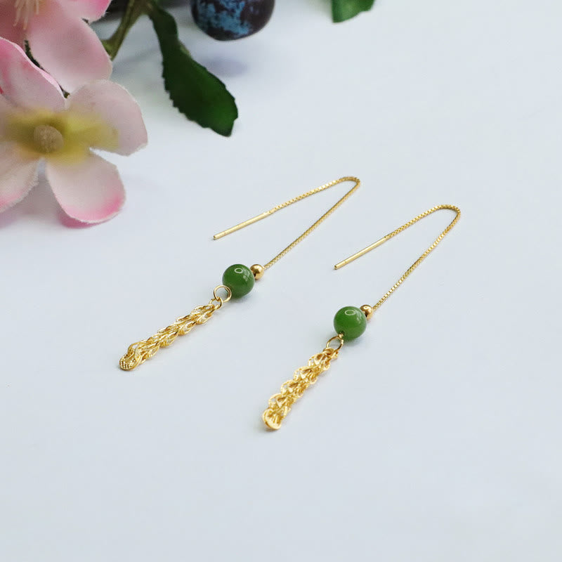 Buddha Stones 925スターリングシルバー 天然和田翡翠ビーズ 幸運の鳳凰尾ドロップイヤリング - image 10