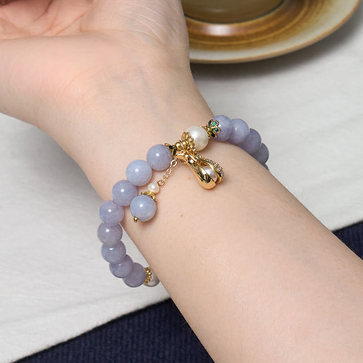 Buddha Stones心の平安とストレス解消 アクアマリン 翡翠 ブルー ブレスレット バングル バンドル - image 5