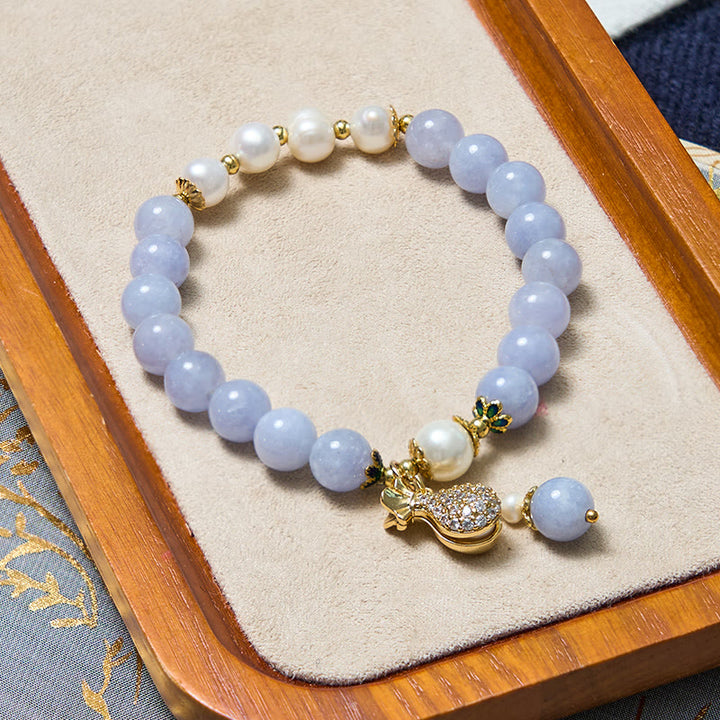 Buddha Stones心の平安とストレス解消 アクアマリン 翡翠 ブルー ブレスレット バングル バンドル - image 4