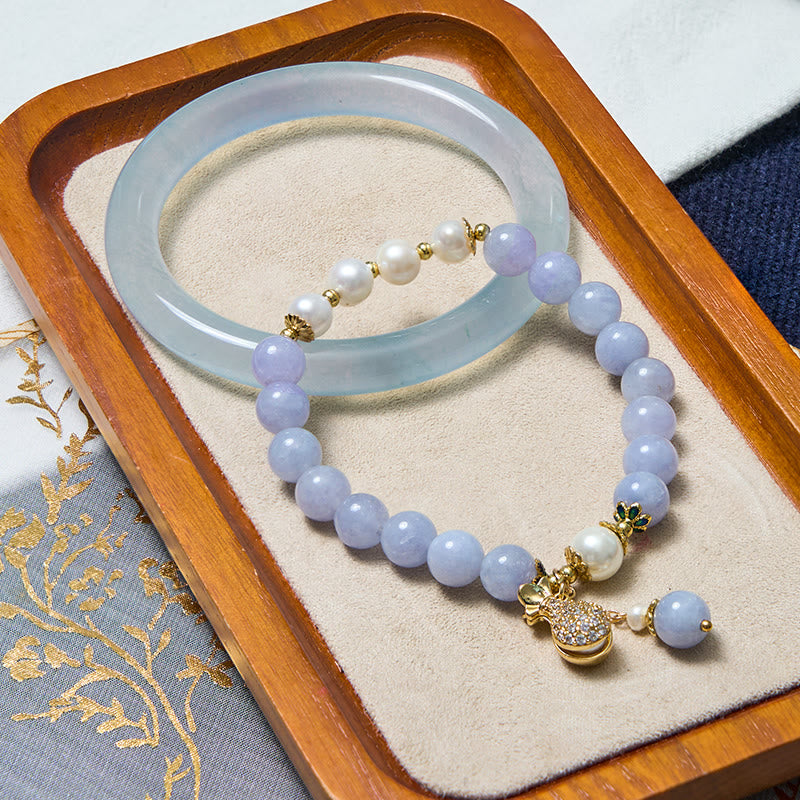 Buddha Stones心の平安とストレス解消 アクアマリン 翡翠 ブルー ブレスレット バングル バンドル - ブレスレット＆バングル 64-66mm - image 0