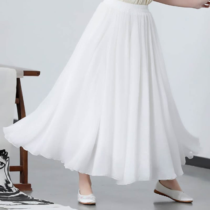 Buddha Stones 2点セット 花柄 七分袖 ミディ丈 ワンピース スカート シフォン 禅服 レディース セット - スカート - 2XL（ US6、 UK/AU10、EU38に適合） - image 6