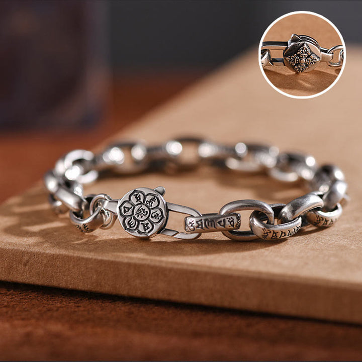 Buddha Stones925スターリングシルバー 六つの真実の言葉 知恵と静寂のブレスレット