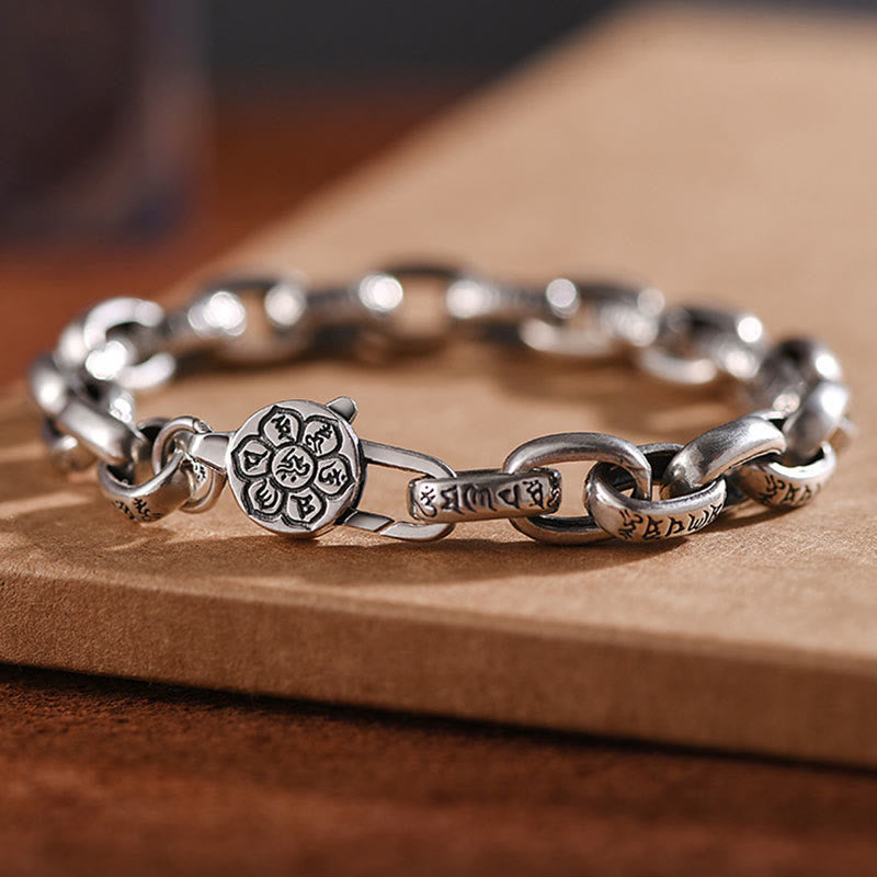 Buddha Stones925スターリングシルバー 六つの真実の言葉 知恵と静寂のブレスレット - 21cmは手首周り19～20cmに適合します。 - image 0