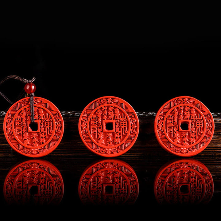 Buddha Stones天然辰砂 山の幽霊 お金を使う 八卦デザイン 祝福ネックレスペンダント