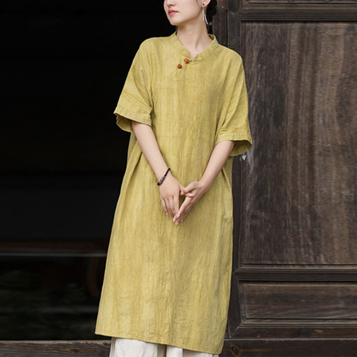 Buddha Stonesハンドメイド タイダイ ラミー リネン ミディドレス ワイドレッグ パンツ ポケット付き - image 8