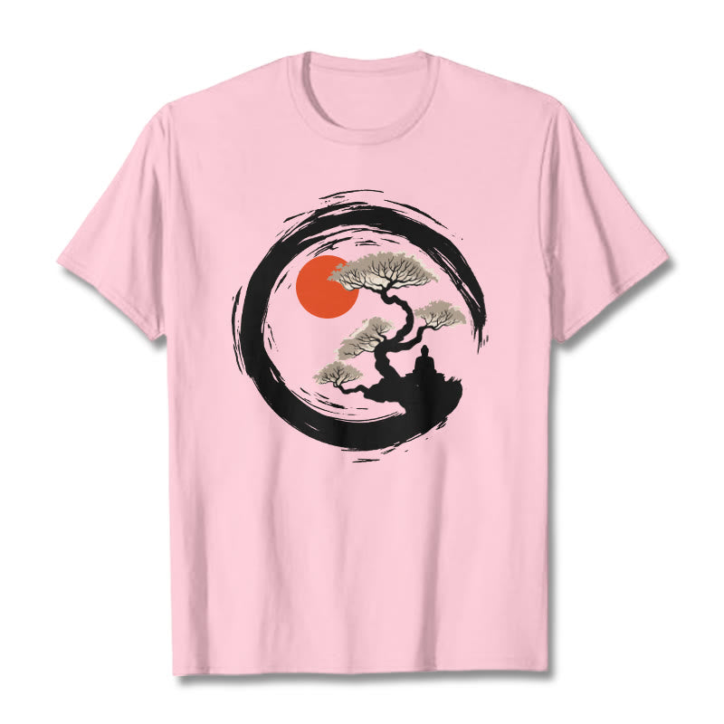 Buddha Stones、赤い太陽、松、禅サークル、瞑想、仏陀Tシャツ - ライトピンク - 2XL - image 13