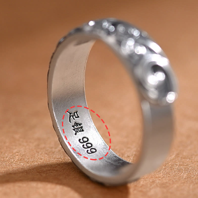 Buddha Stones999 スターリングシルバー 縁起の良い雲の彫刻入り 祝福の調節可能なリング - image 6