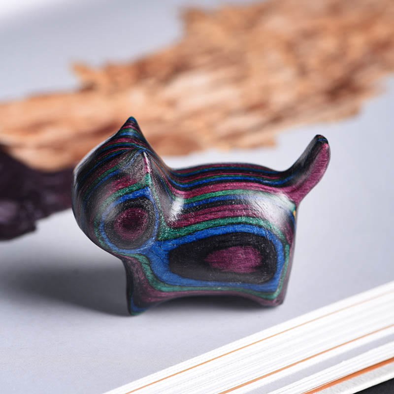 Buddha Stonesミニ猫子猫カラフルな木製かわいいペットの装飾 - 黒紫猫 4.7×2.2×3.5cm - image 5