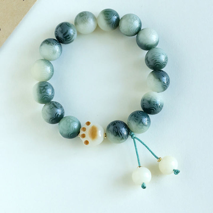 Buddha Stones菩提樹の種子オーム・マニ・パドメ・フム彫刻ハーモニーブレスレット