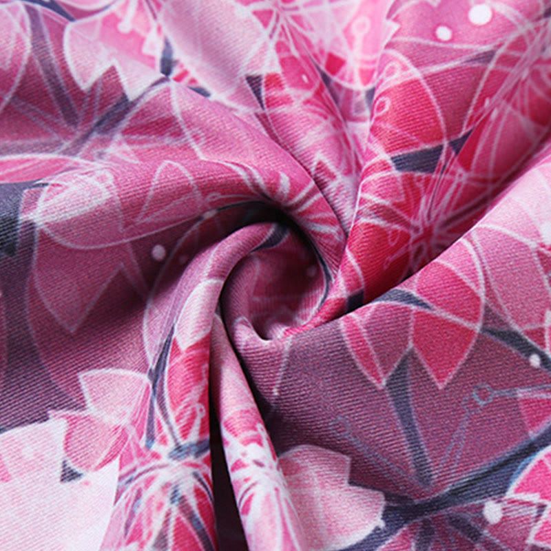 Buddha Stones、桜、サクラのラインプリント、スポーツヨガクロップドレギンス、レディースヨガカプリパンツ - image 7