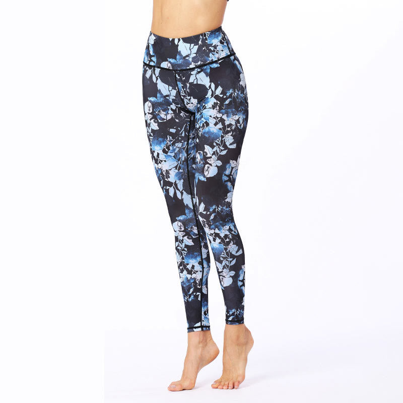 Buddha Stonesシンプルリーフプリント スポーツ フィットネス レギンス レディース ヨガパンツ - image 3