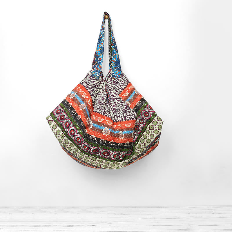 Buddha Stonesカラーストライプ柄コットンショルダーバッグ - image 0