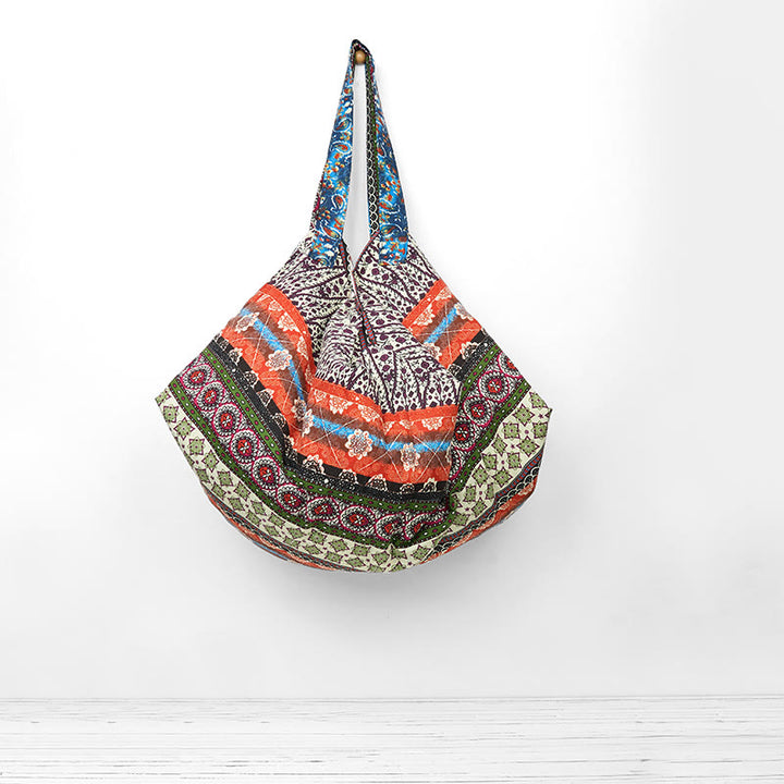 Buddha Stonesカラーストライプ柄コットンショルダーバッグ - image 0