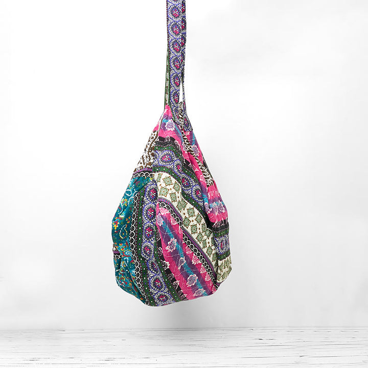 Buddha Stonesカラーストライプ柄コットンショルダーバッグ - image 14