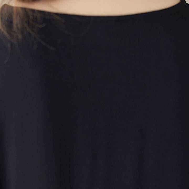 Buddha Stonesブラック ブルー ストライプ 半袖 ミディドレス ポケット付き - image 7