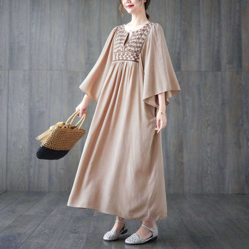 Buddha Stones刺繍入りノッチラッフルヘムミディドレス（ポケット付き） - image 31