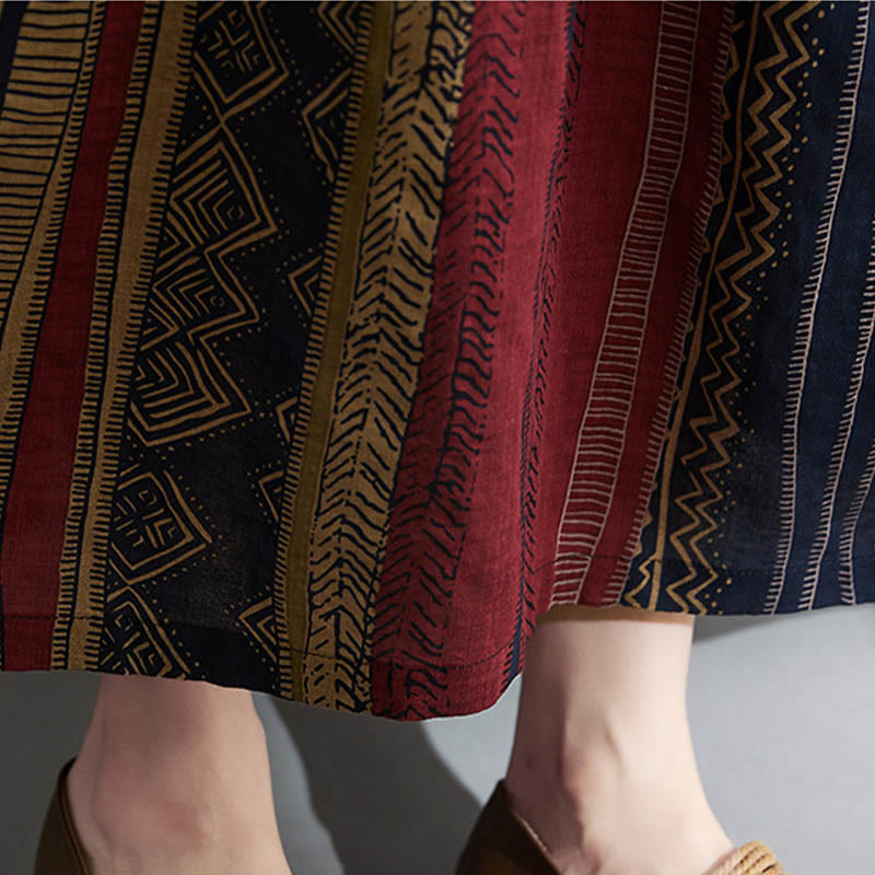 Buddha Stonesボヘミアン ジオメトリック 半袖 ミディドレス ポケット付き - image 8