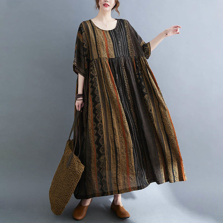 Buddha Stonesボヘミアン ジオメトリック 半袖 ミディドレス ポケット付き - image 16