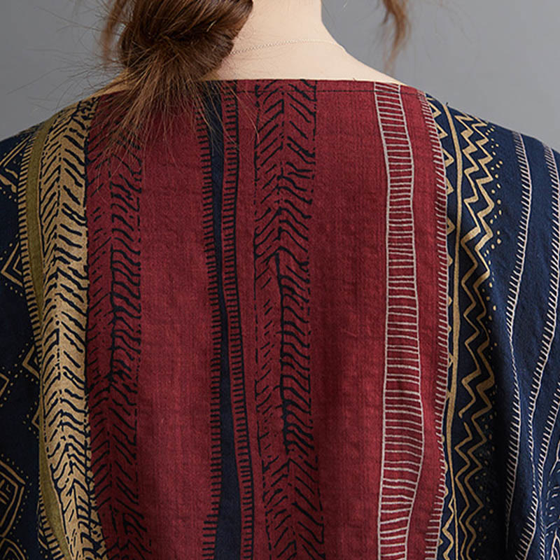 Buddha Stonesボヘミアン ジオメトリック 半袖 ミディドレス ポケット付き - image 5