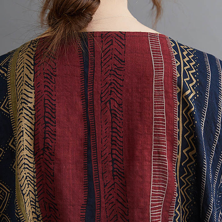 Buddha Stonesボヘミアン ジオメトリック 半袖 ミディドレス ポケット付き - image 5