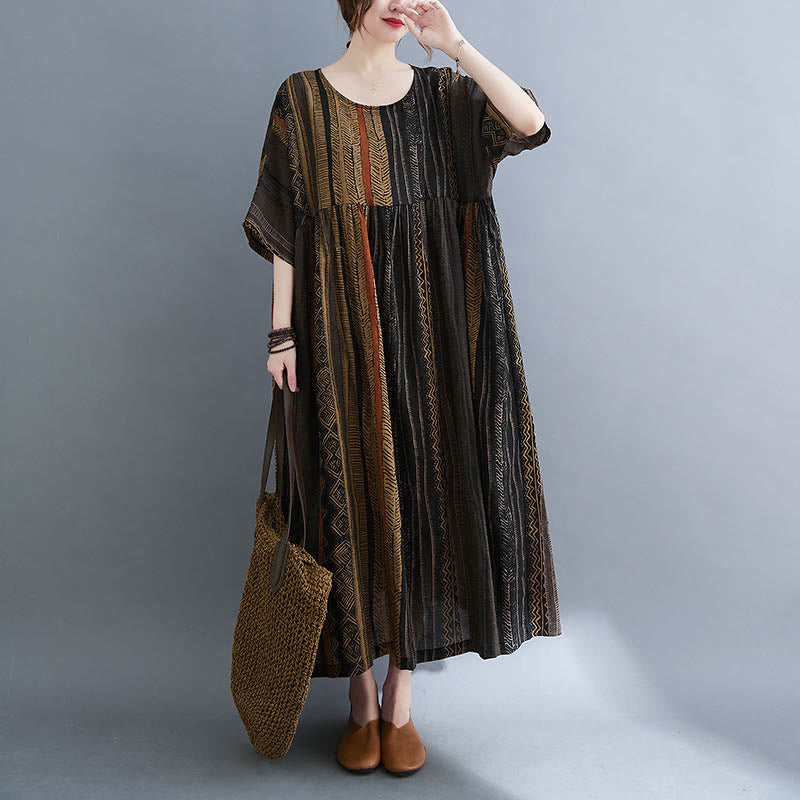 Buddha Stonesボヘミアン ジオメトリック 半袖 ミディドレス ポケット付き - image 19