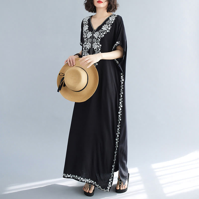 Buddha Stonesサマー 刺繍 フラワー Vネック 半袖 マキシワンピース - image 12