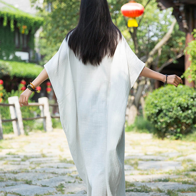 Buddha Stones無地 ゆったり バットウィングスリーブ マキシドレス ポケット付き - image 7