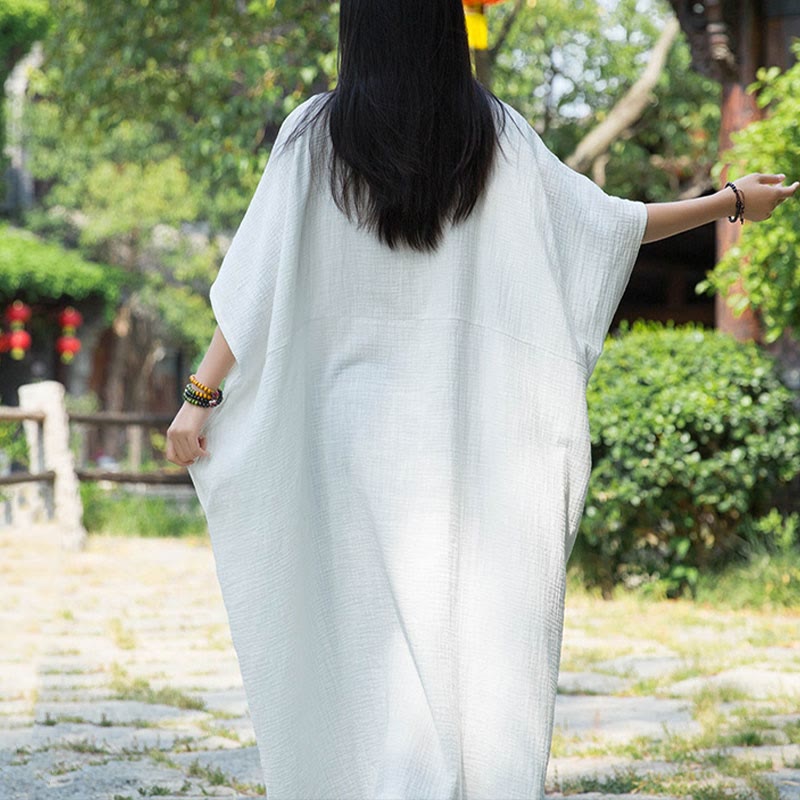 Buddha Stones無地 ゆったり バットウィングスリーブ マキシドレス ポケット付き - image 4