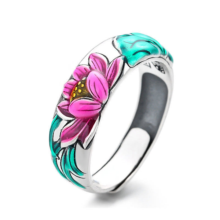 Buddha Stones925スターリングシルバー 蓮の花 般若心経 悟りのリング - image 8