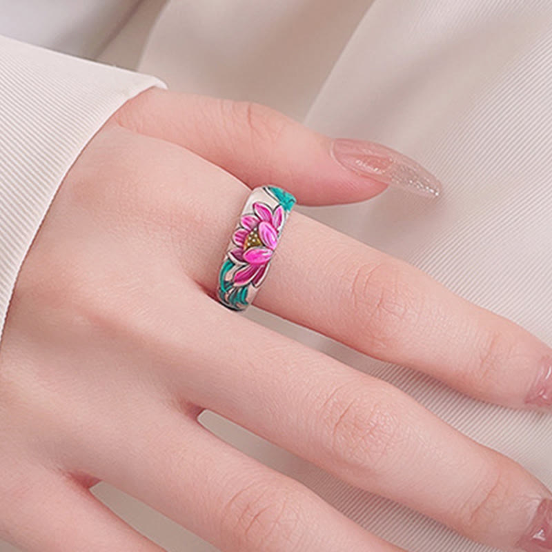 Buddha Stones925スターリングシルバー 蓮の花 般若心経 悟りのリング - image 9