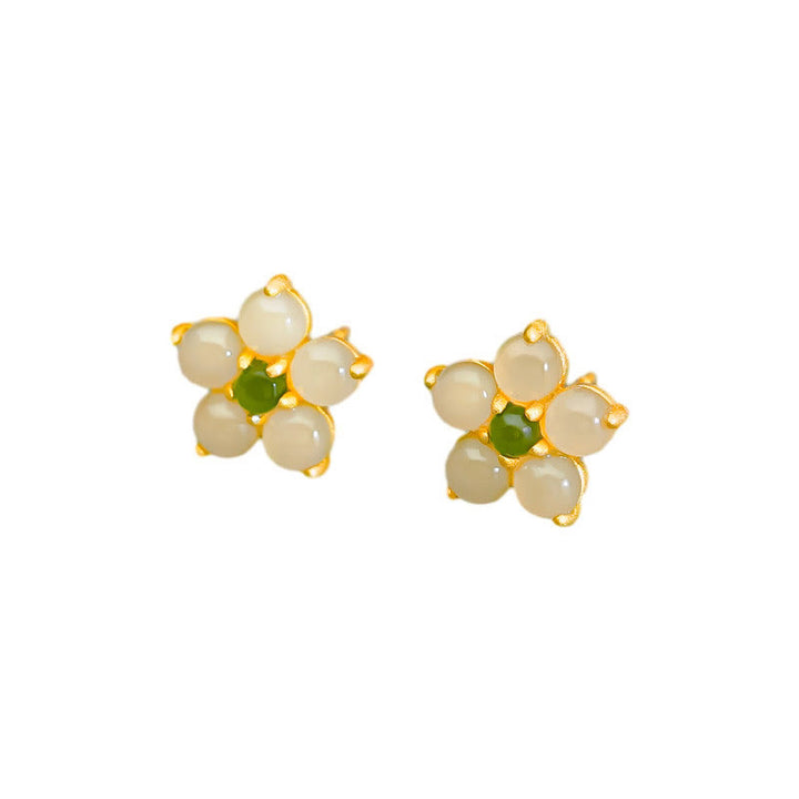 Buddha Stones925スターリングシルバー 和田翡翠 幸運の花 スタッドピアス - image 8