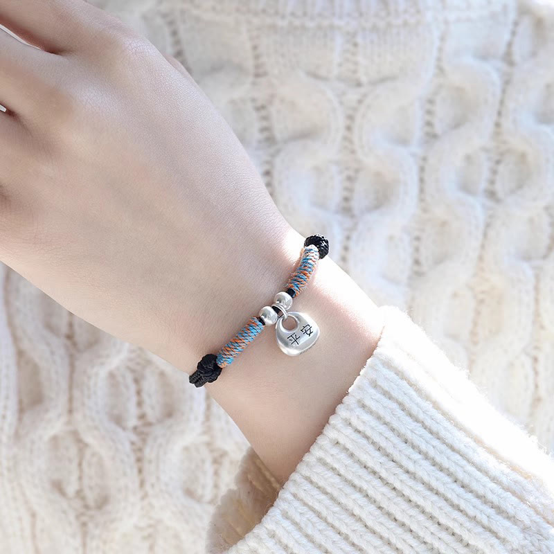 Buddha Stonesハンドメイド925スターリングシルバーフーキャラクター安全と幸運編みブレスレット - image 2
