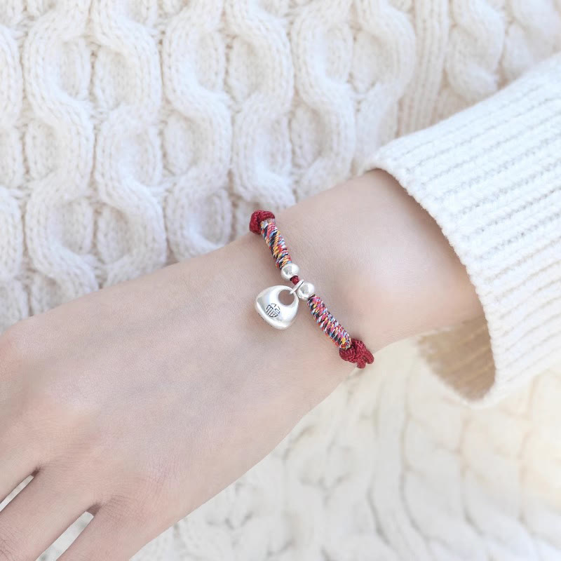 Buddha Stonesハンドメイド925スターリングシルバーフーキャラクター安全と幸運編みブレスレット - image 11