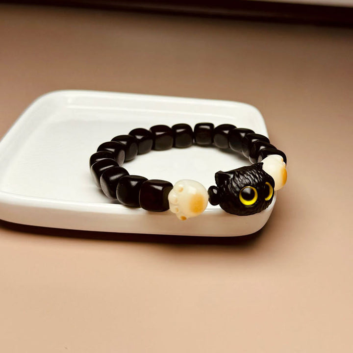 Buddha Stones黒檀かわいい猫 菩提樹 足爪 平和ブレスレット - image 9