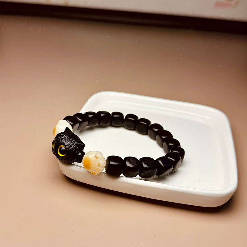 Buddha Stones黒檀かわいい猫 菩提樹 足爪 平和ブレスレット - image 10